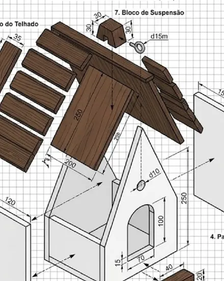 Vogelhaus mit Schrägdach