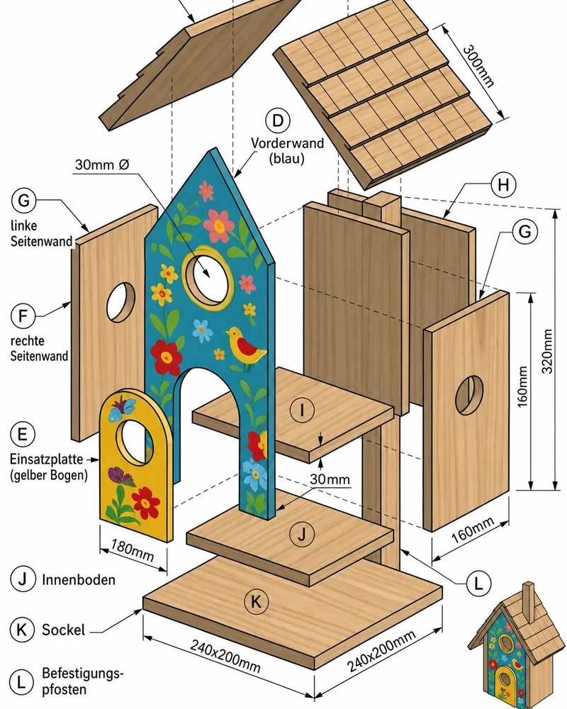 Farbiges Vogelhaus