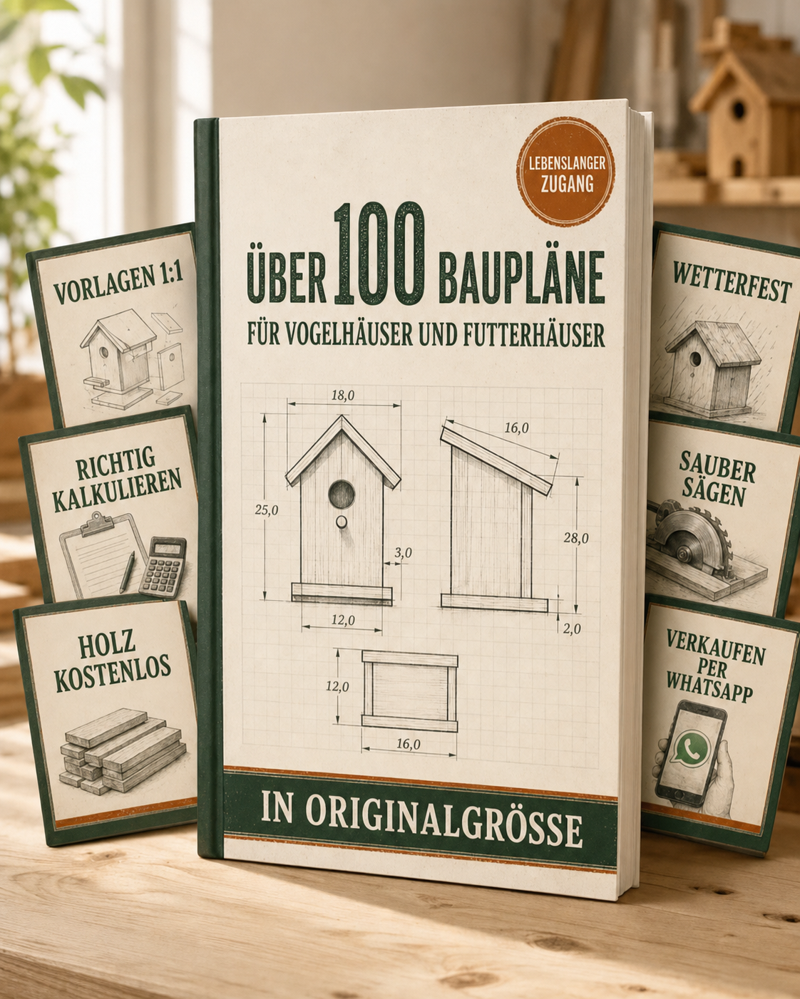 Paket mit über 100 Bauplänen für Vogelhäuser und Futterhäuser